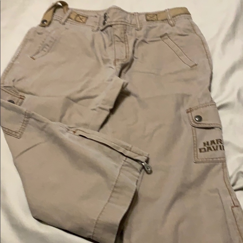 Khaki crop jeans by Harley Davidson size 10.